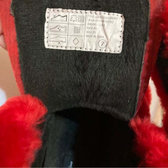 Dizzy Dream Wedge Fur Booties Women – Red Anthony Wang Sz 7 - Picture 9 of 11